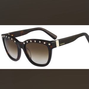 Valentino Dark Brown Havana Studded Sunglasses
